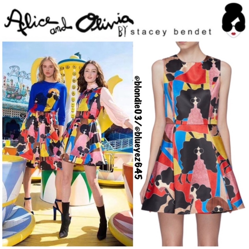 Alice + Olivia Stasia Stacey print pleated Dress 0